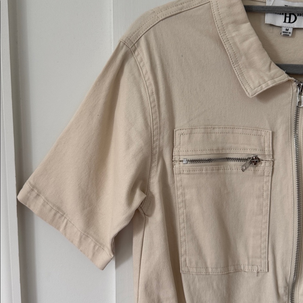 Hunter & Brown Effortless Beige Boilersuit Jumpsuit Size M - Picture 3 of 9